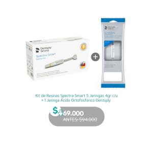 Kit de Resinas Spectra Smart 5 Jeringas 4gr c/u + 1 Jeringa Ácido Ortofosforico - Dentsply Sirona