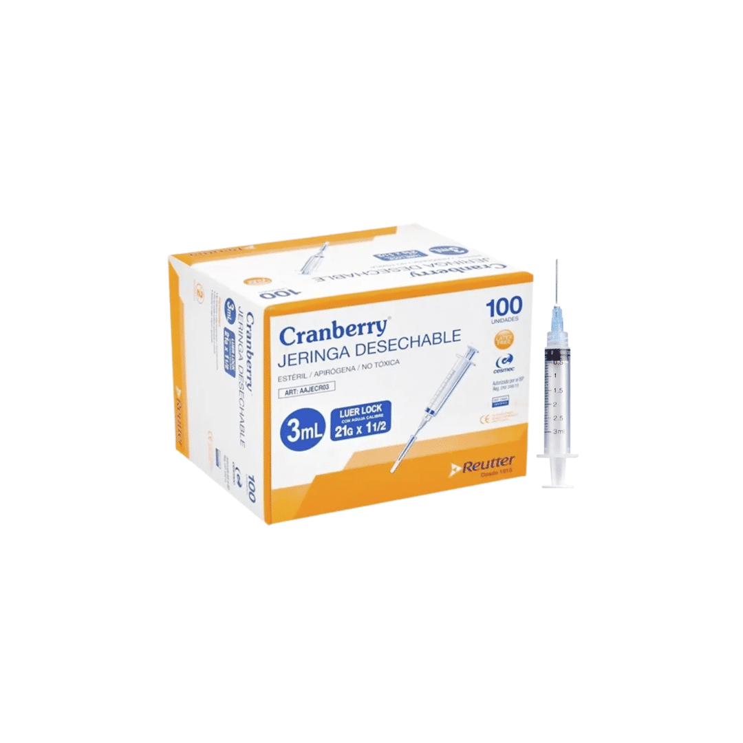 Jeringa Desechable 3 ml x 100 Und - Cranberry