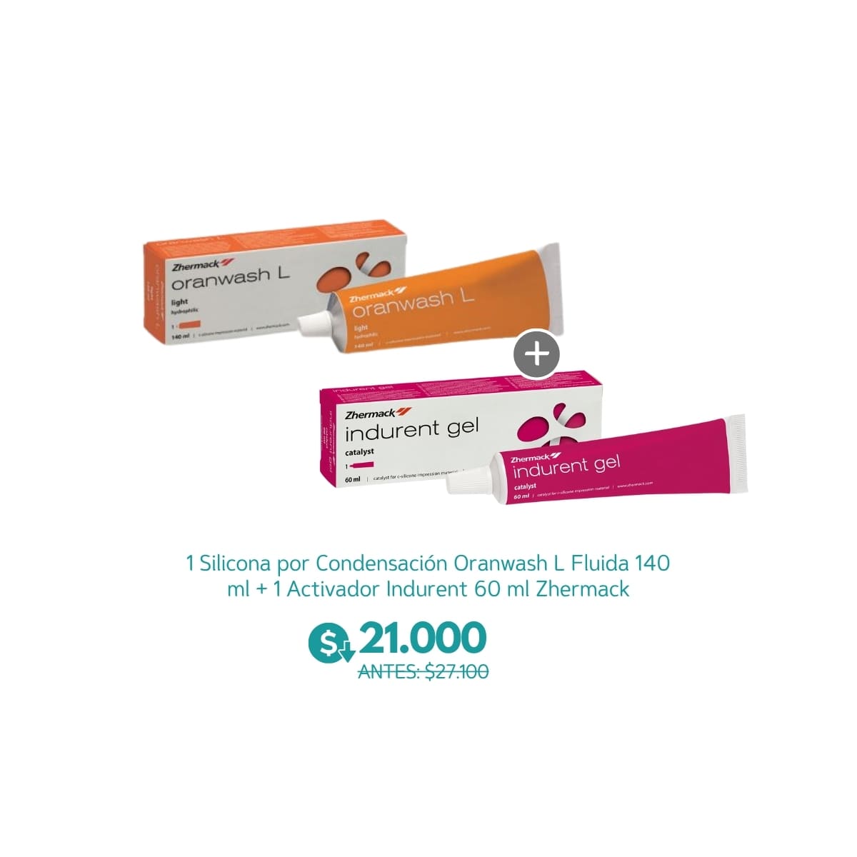1 Silicona por Condensación Oranwash L Fluida 140 ml + 1 Activador Indurent 60 ml Zhermack - Dentsply Sirona
